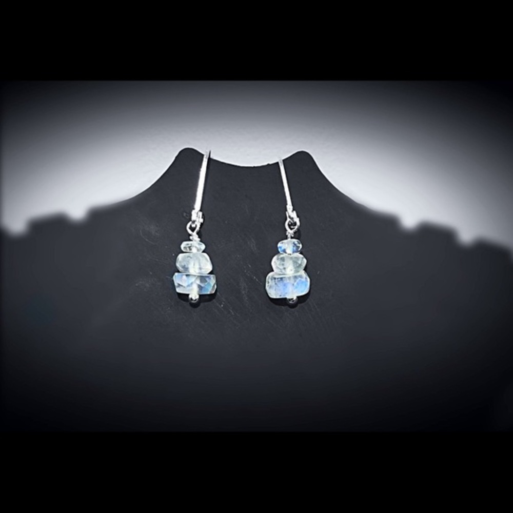 Genuine Moonstone & 925 Silver Earrings! - Picture 4 of 8